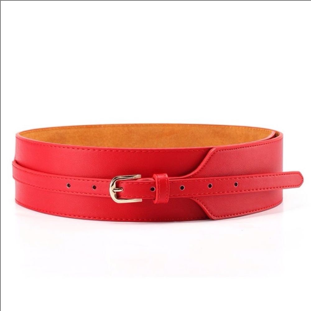 IN NOW  Black or Red wide leather belt - Picture 4 of 4
